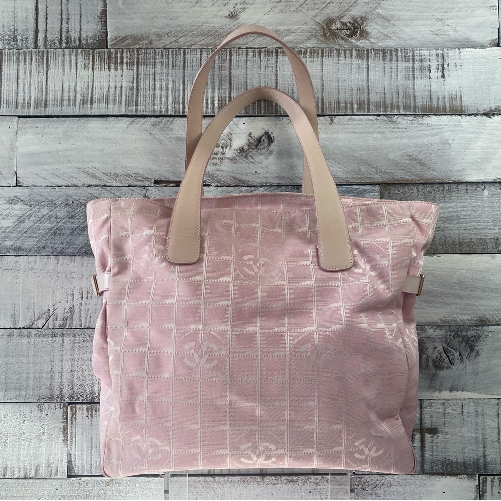 Chanel pink canvas tote with zipper top